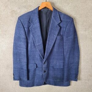 Executive Collection Jacket Mens 42R Blue Tweed 100% Silk Blazer‎ 2 Button Coat